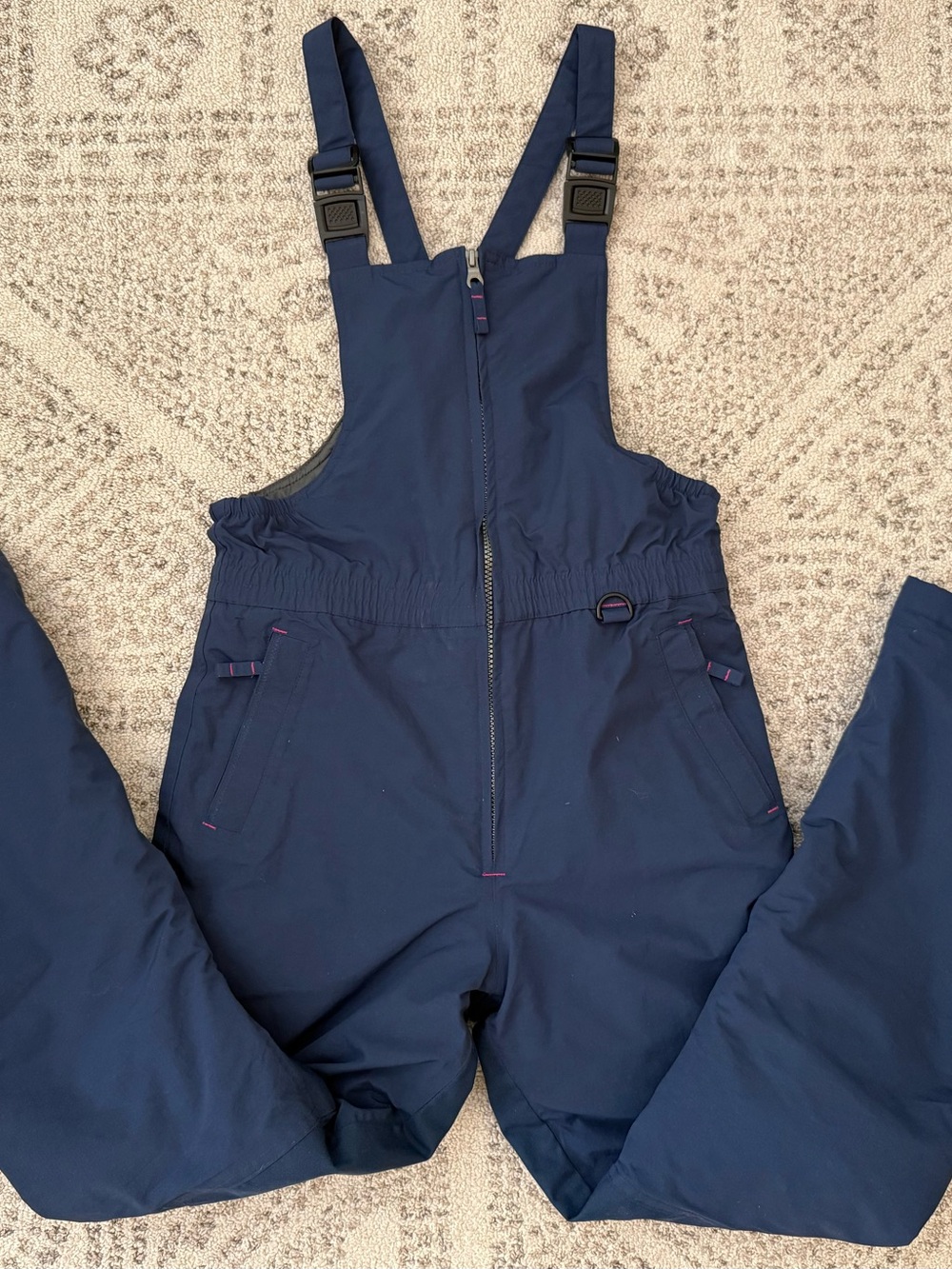 Lands’ End Bib Snow Pants Girls Navy Grow-A-Longs Sz 12